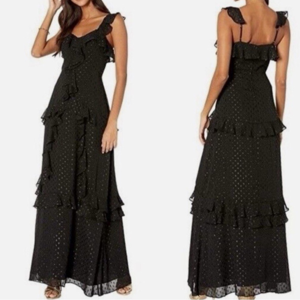 Lilly Pulitzer Moroccan Metalic ruffle maxi dress.